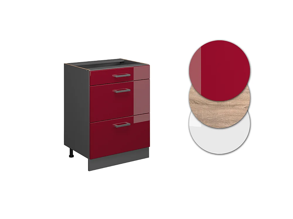 Meuble cuisine rouge brillant 60x60x81.6 r-line
