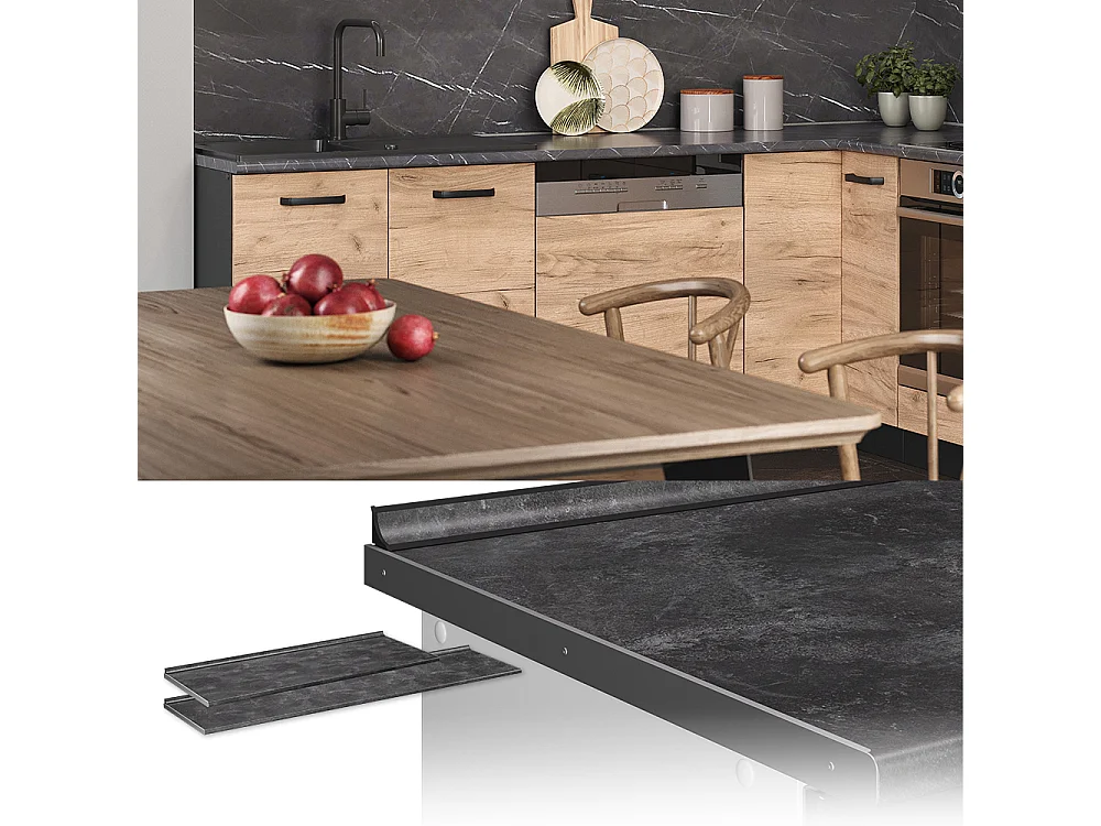 Encimera de cocina antracita 240x60x2.8 r-line