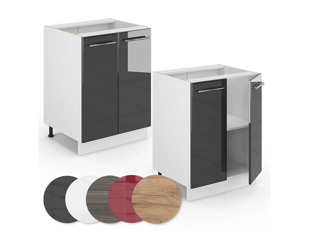 Kitchen base cabinet anthracite high gloss 60x51.6x82 fame-line