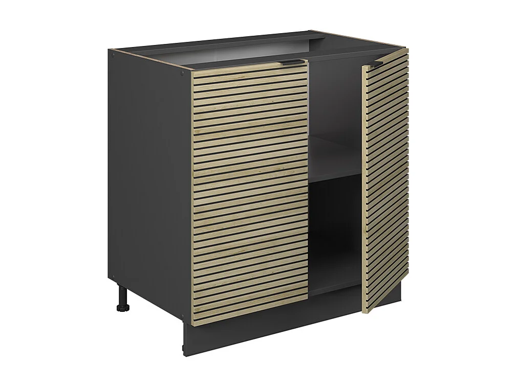 Meuble bas sous-évier panneau en chêne 80x60x82 fame-line