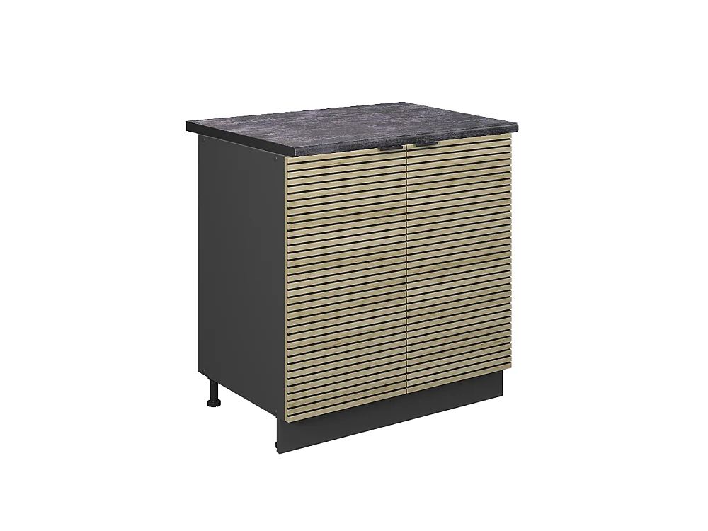 Meuble bas sous-évier panneau en chêne 80x60x82 fame-line