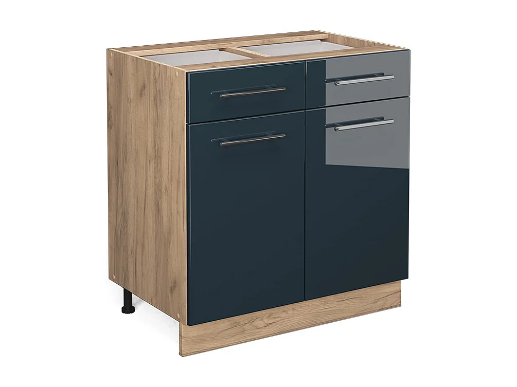 Mobiletto base per cucina blu scuro lucido 80x51.6x82 fame-line