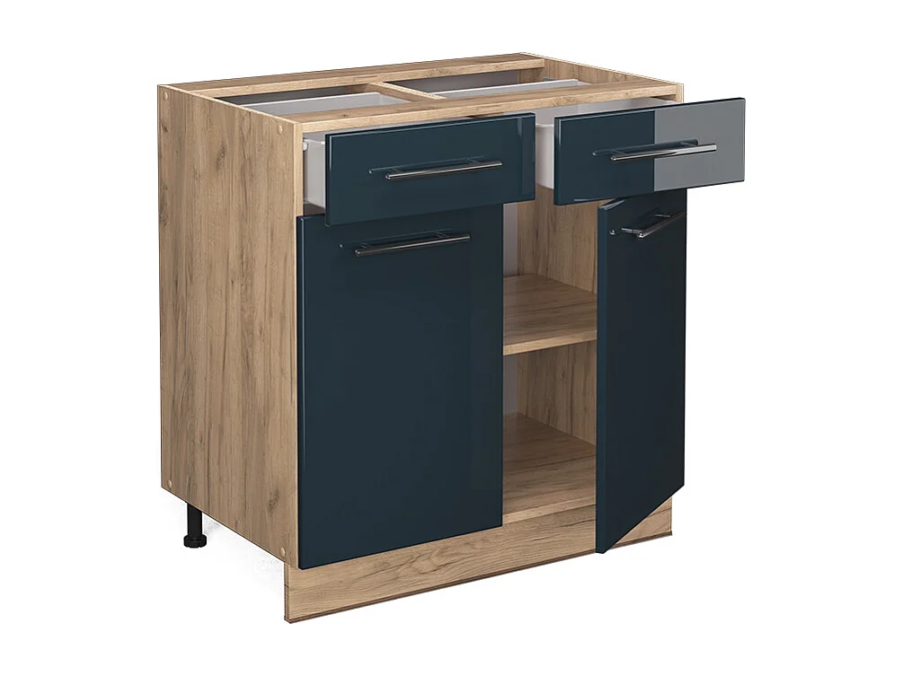 Meuble cuisine bleu foncé brillant 80x51.6x82 fame-line