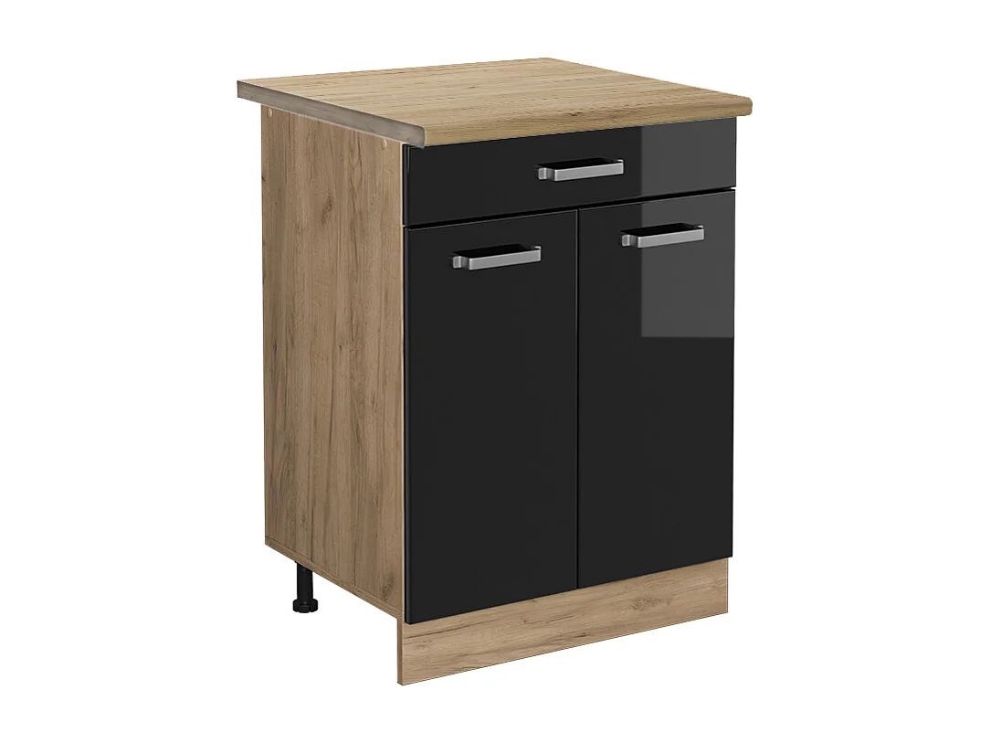 Meuble cuisine noir haute brillance 60x60x81.6 r-line