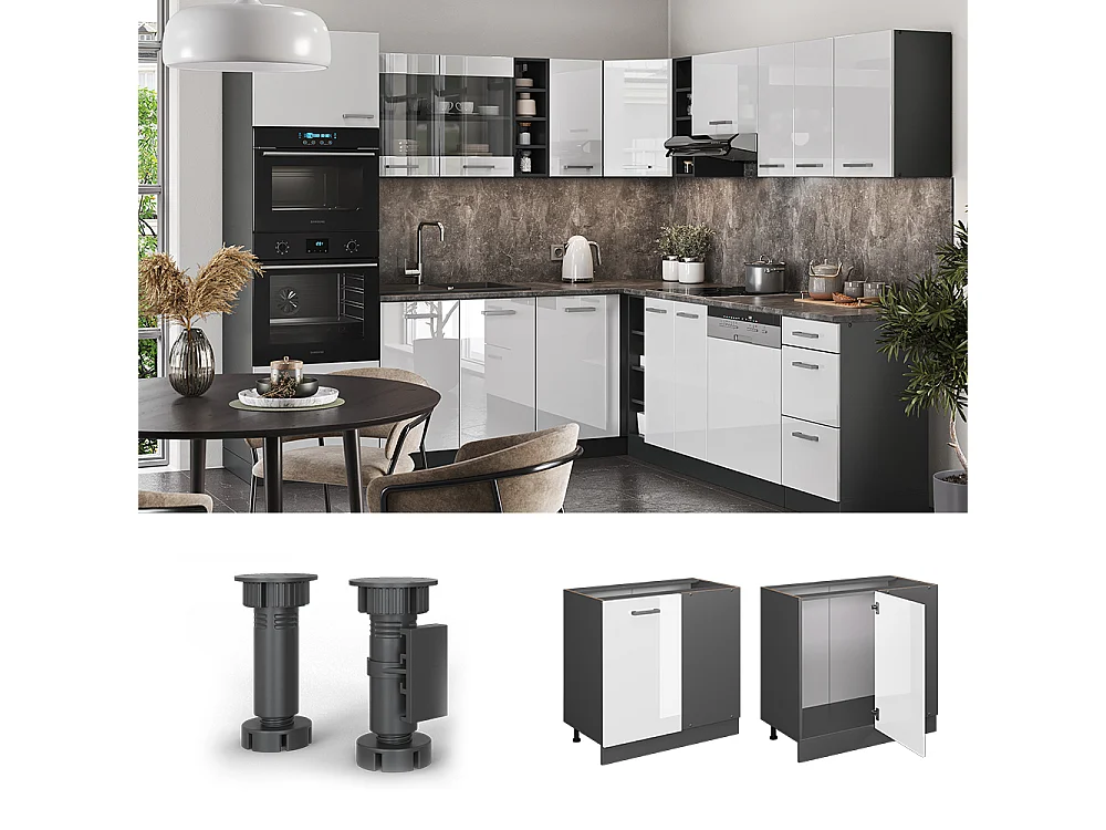 Mobile ad angolo cucina bianco lucido 86x60x81.6 r-line