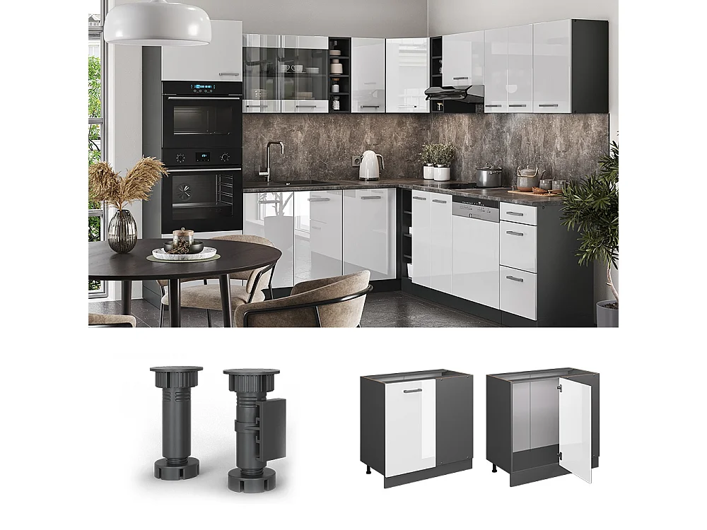 Corner cabinet white high gloss 86x60x81.6 r-line