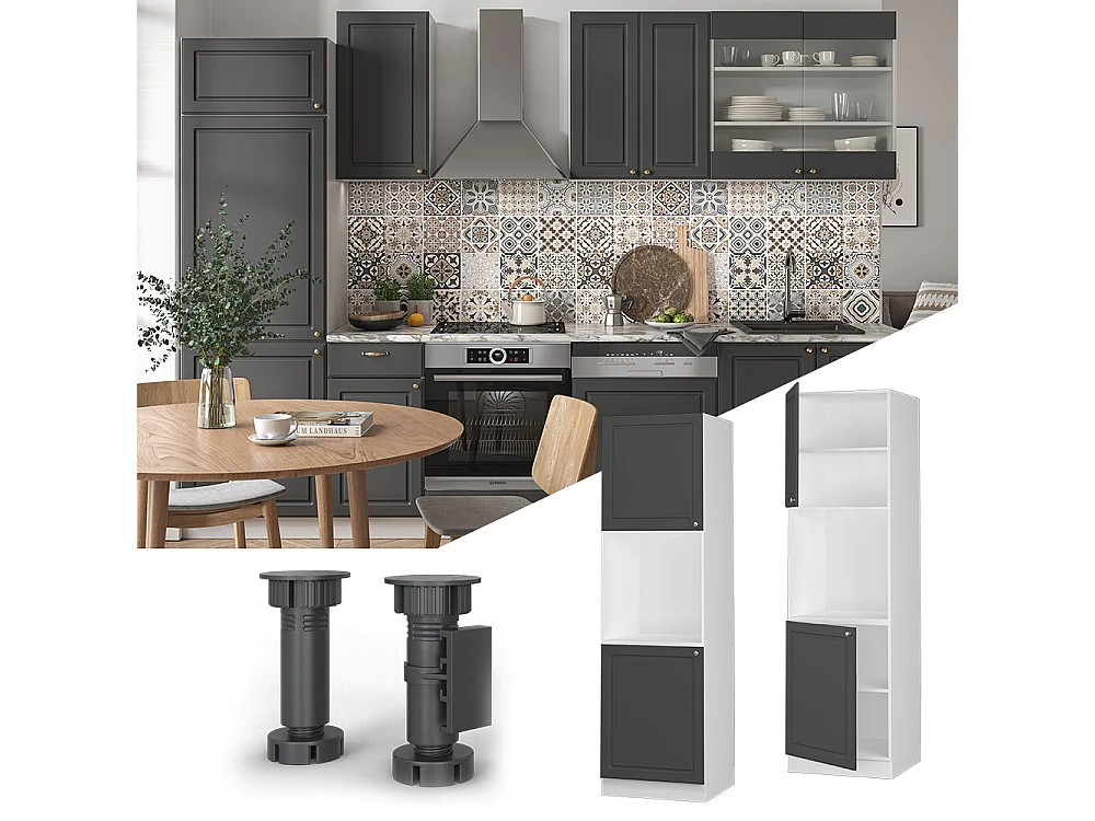 Armario para horno empotrado antracita-oro landhaus 60x58x206.8 fame-line