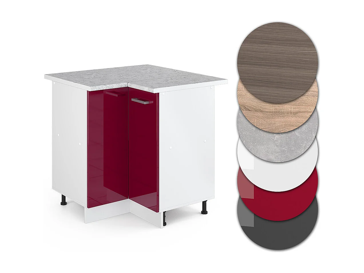 Armario de esquina rojo de alto brillo 75.6x60x81.6 r-line