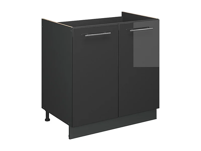 Meuble bas sous-évier anthracite haute brillance 80x51.6x82 fame-line