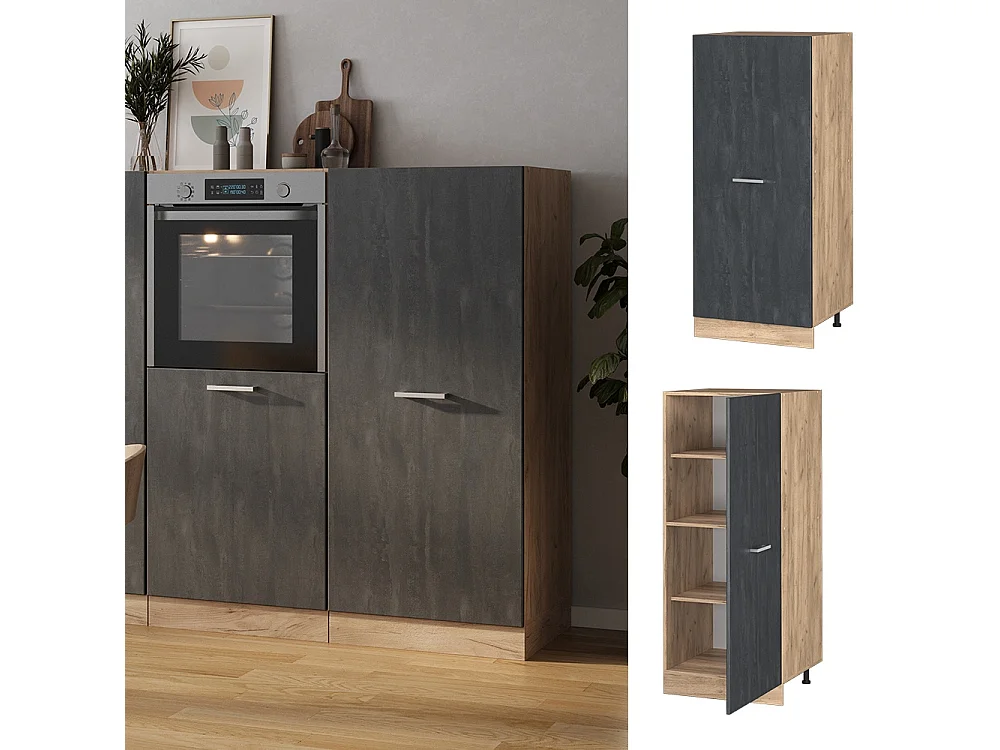 Tall cabinet black concrete 60x57x143 r-line