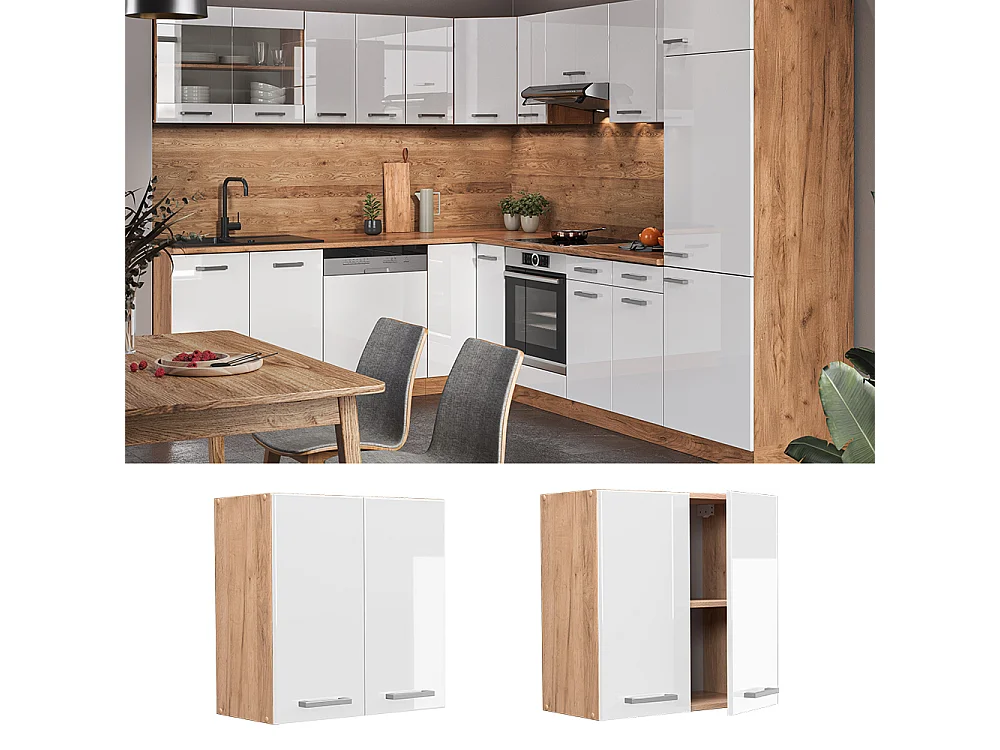 Elément haut de cuisine blanc haute brillance 60x31x60 r-line