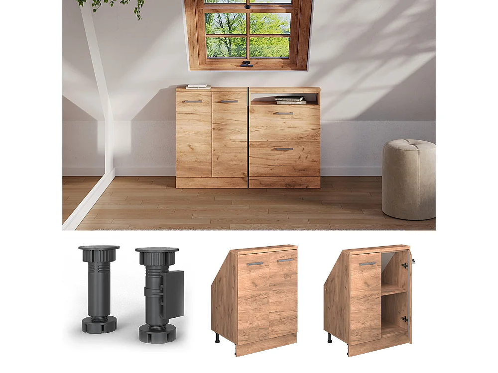 Meuble sous pente chêne de force doré 60x46x81.6 r-line