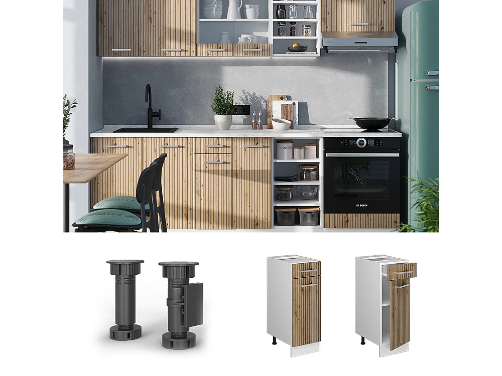 Meuble cuisine chêne artisan 30x46x81.6 r-line