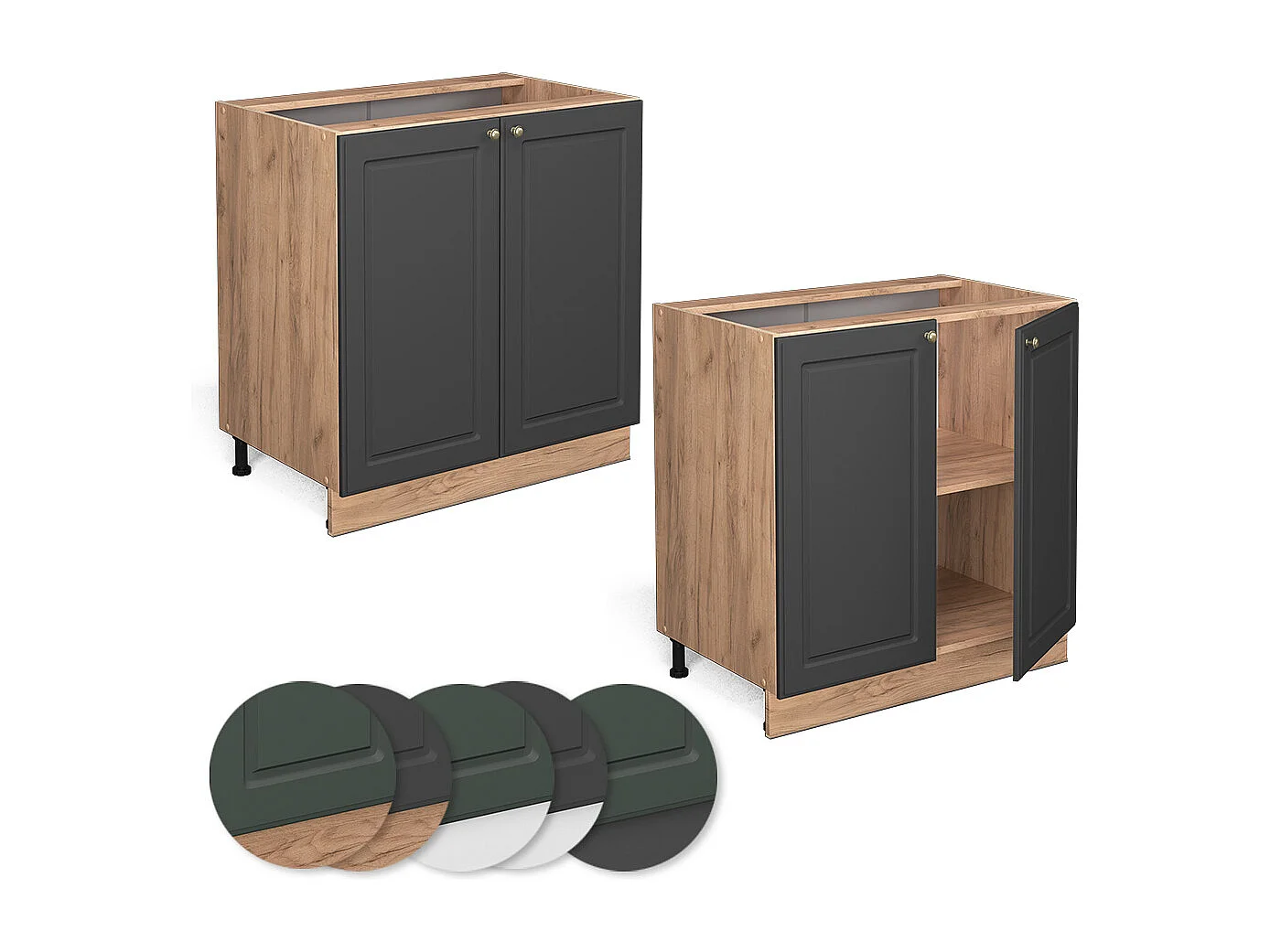 Mobiletto base cucina antracite-oro 80x60x82 fame-line