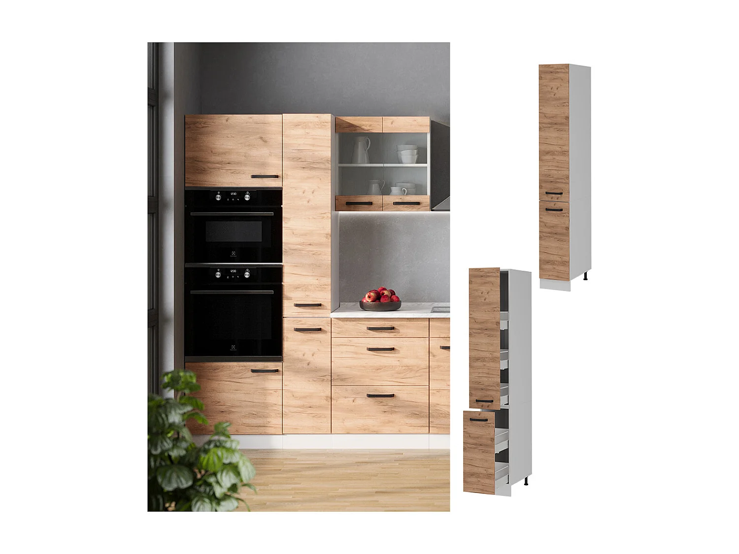 Meuble haute de cuisine chêne de force doré 30x57.2x206.8 r-line