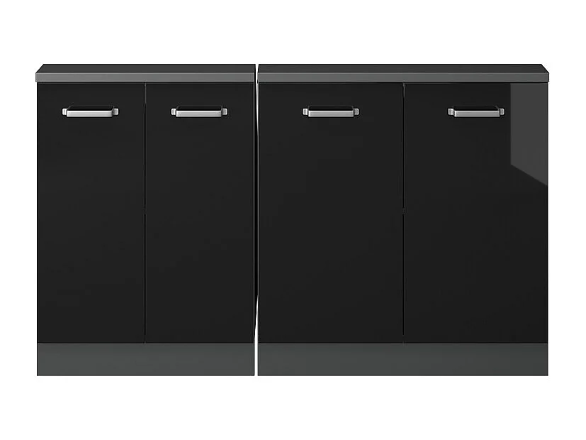 Küchenschrank für Dachschrägen schwarz hochglanz 140x46x81.6 r-line