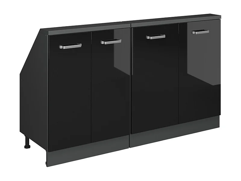 Küchenschrank für Dachschrägen schwarz hochglanz 140x46x81.6 r-line