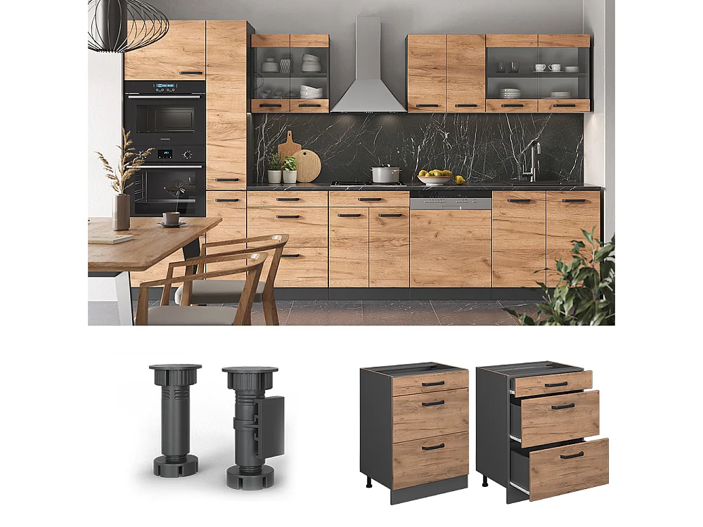 Meuble cuisine chêne de force doré 60x60x81.6 r-line