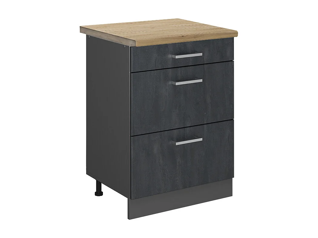 Keukenonderkast zwart beton 60x60x81.6 r-line