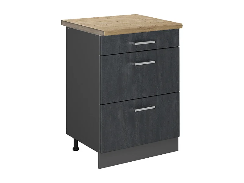 Küchenunterschrank schwarz beton 60x60x81.6 r-line