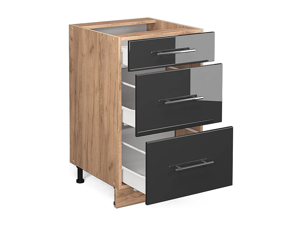 Meuble cuisine anthracite haute brillance 50x60x82 fame-line