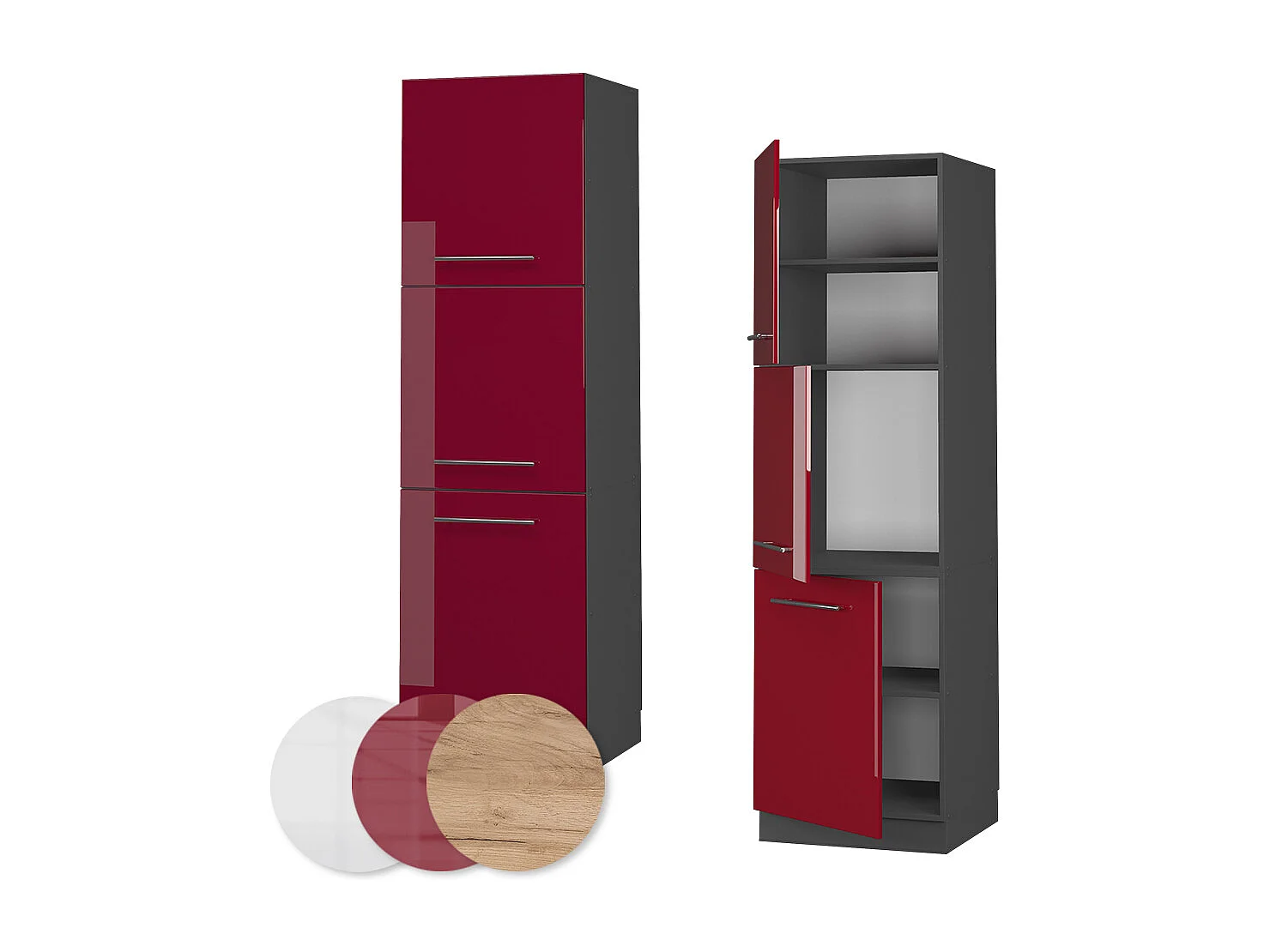 Armario para horno empotrado rojo burdeos alto brillo 60x58x206.8 fame-line