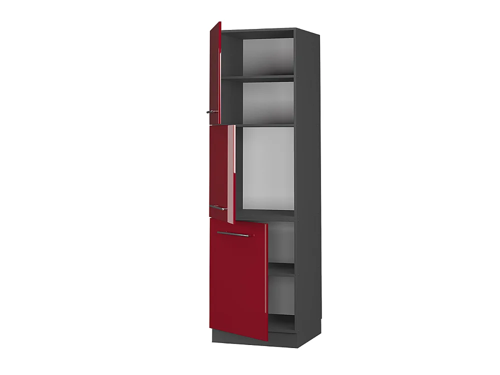 Armario para horno empotrado rojo burdeos alto brillo 60x58x206.8 fame-line