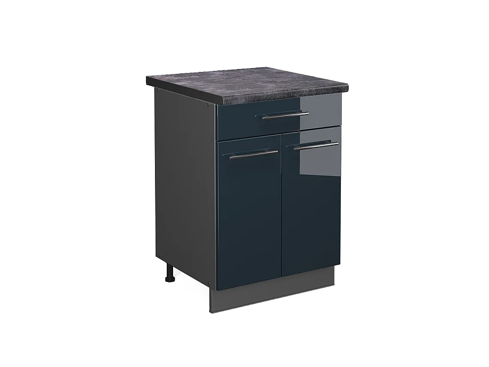 Meuble bas sous-évier bleu foncé brillant 80x60x82 fame-line
