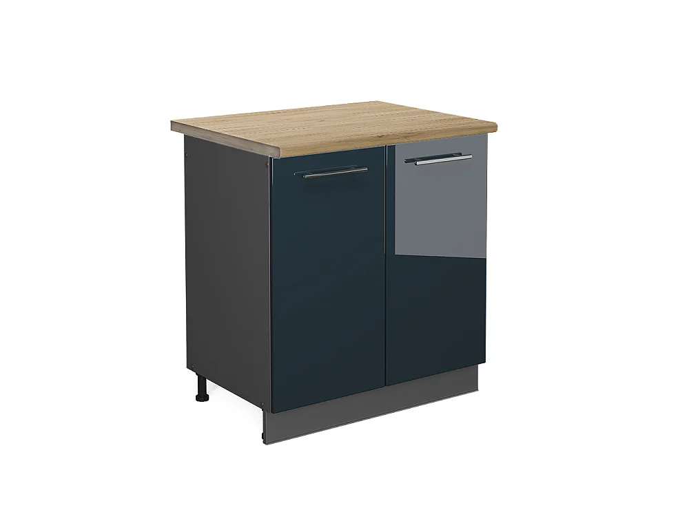 Meuble bas sous-évier bleu foncé brillant 80x60x82 fame-line
