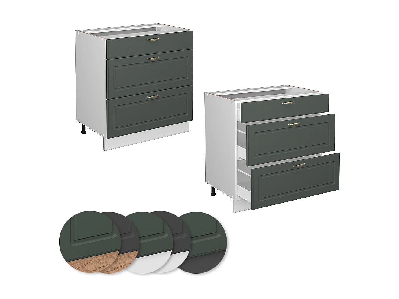 Meuble cuisine vert or campagne 80x51.6x82 fame-line