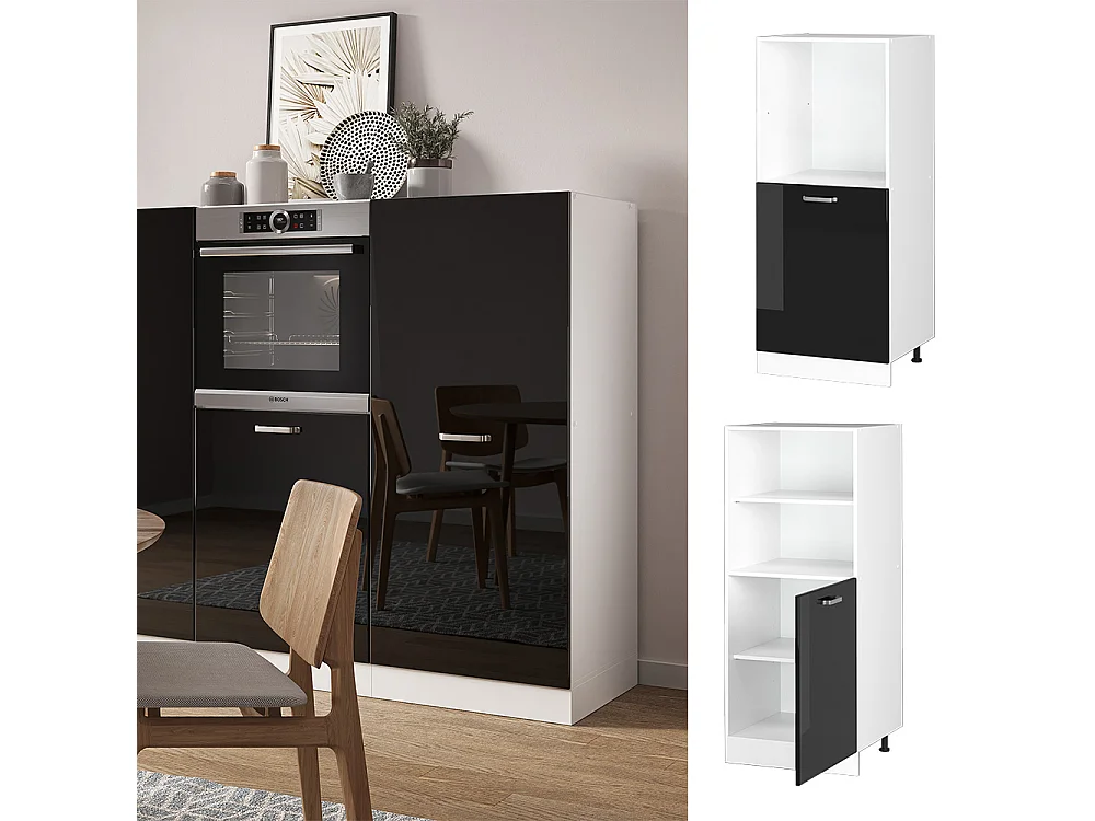 Meuble pour four noir haute brillance 60x57x143 r-line