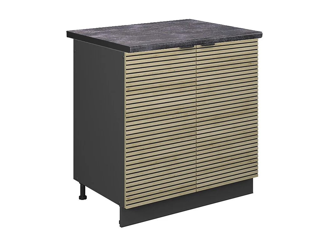 Meuble bas sous-évier panneau en chêne 80x60x82 fame-line