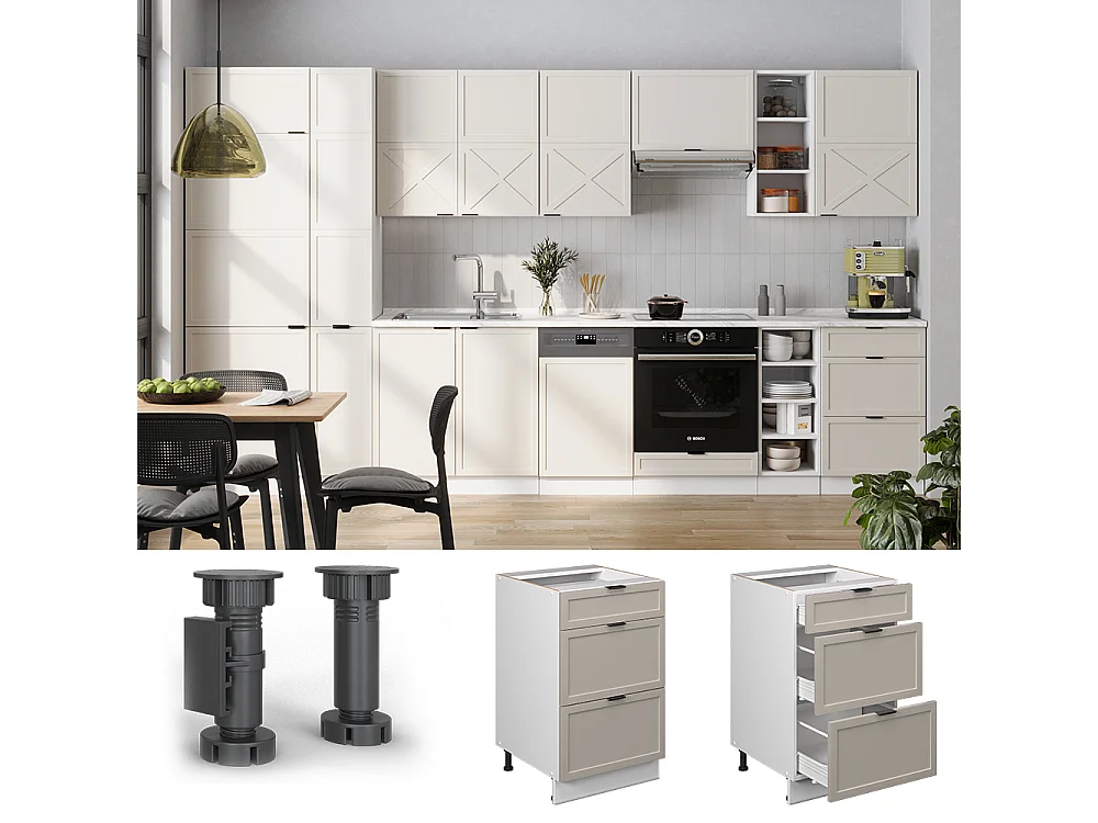 Mobiletto base per cucina grigiobeige 50x60x82 fame-line