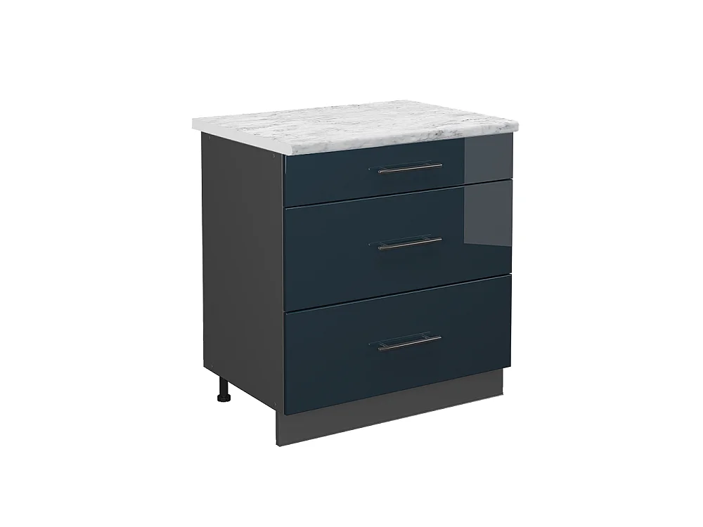 Meuble cuisine bleu foncé brillant 80x60x82 fame-line