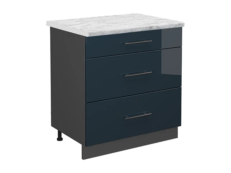 Meuble cuisine bleu foncé brillant 80x60x82 fame-line