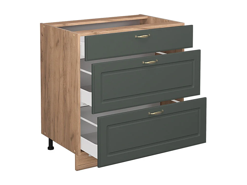 Mueble bajo de cocina verde dorado casa de campo 80x60x82 fame-line