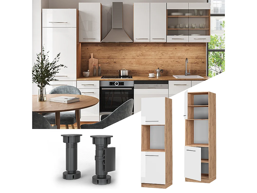 Armario para horno empotrado blanco alto brillo 60x58x206.8 fame-line