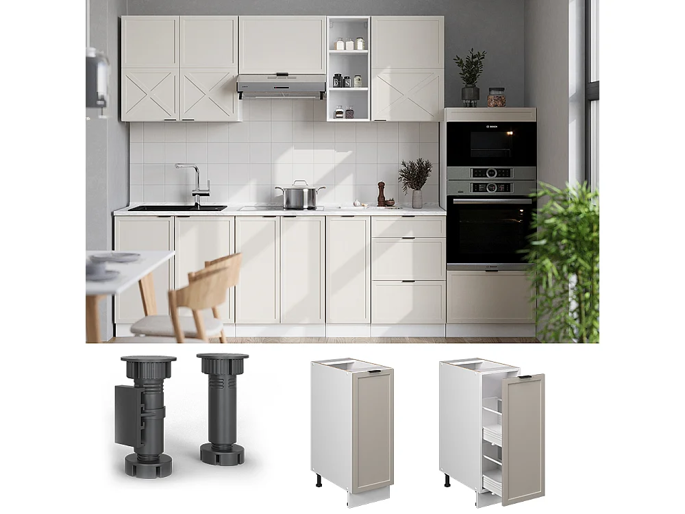 Meuble de cuisine grisbeige 30x60x82 fame-line