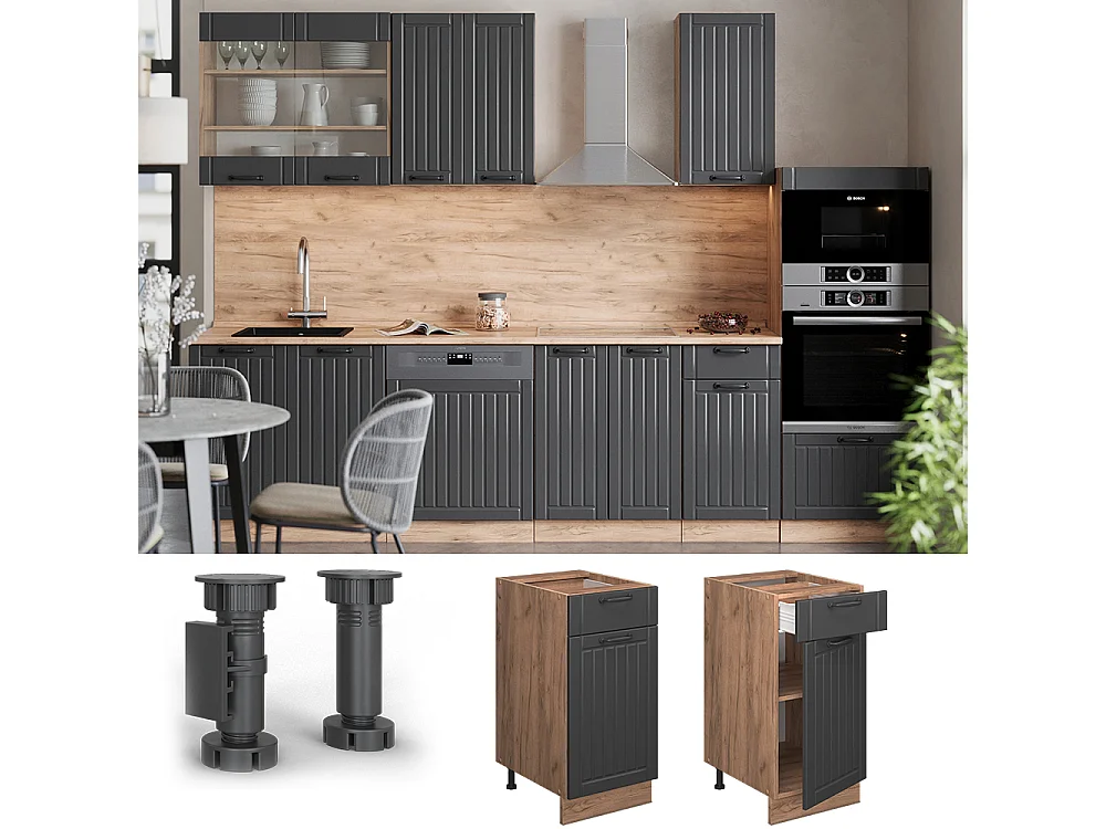 Mueble bajo de cocina gris oscuro 40x51.6x82 fame-line