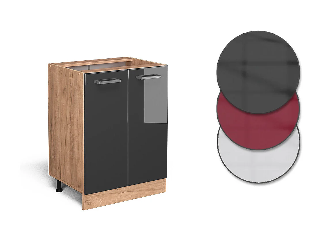 Mueble bajo de cocina antracita alto brillo 60x46x81.6 r-line