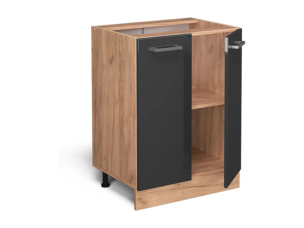 Meuble bas de cuisine anthracite haute brillance 60x46x81.6 r-line