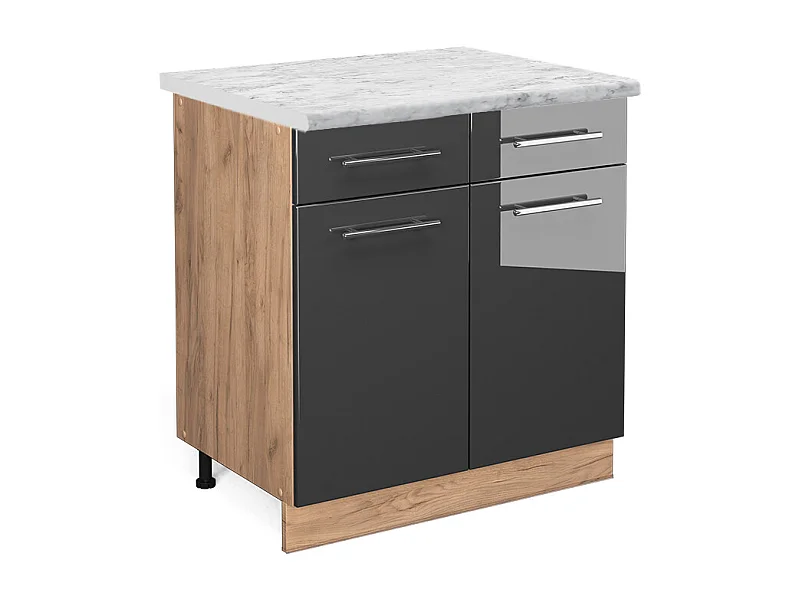 Mueble bajo de cocina antracita alto brillo 80x60x82 fame-line