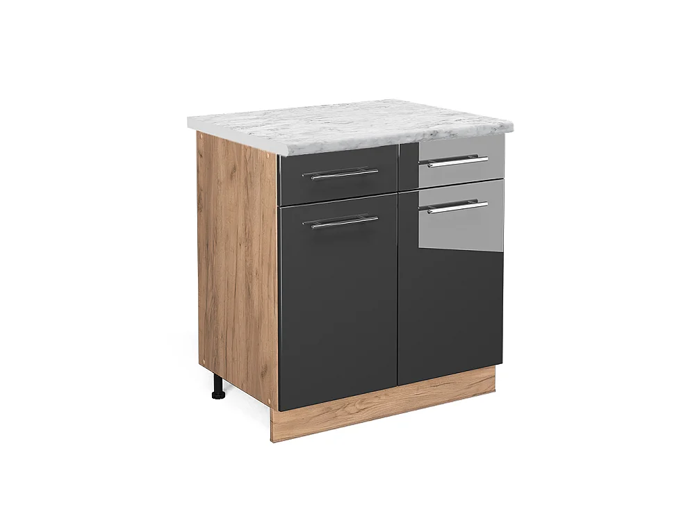 Meuble cuisine anthracite haute brillance 80x60x82 fame-line