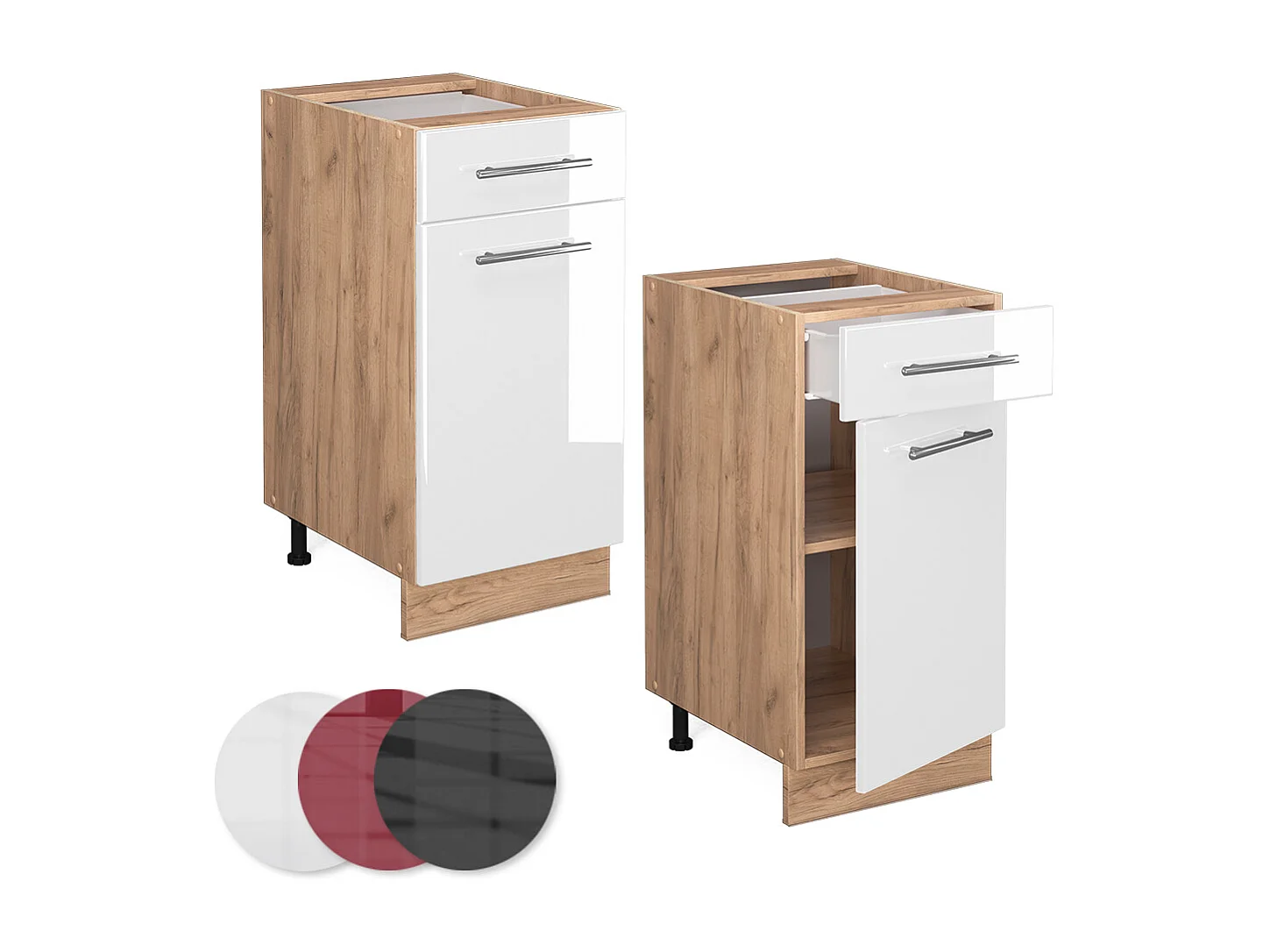 Mueble bajo de cocina blanco alto brillo 40x60x82 fame-line