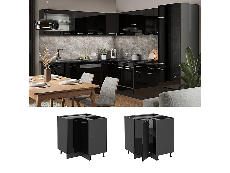 Mobile ad angolo cucina nero lucido 75.6x60x81.6 r-line