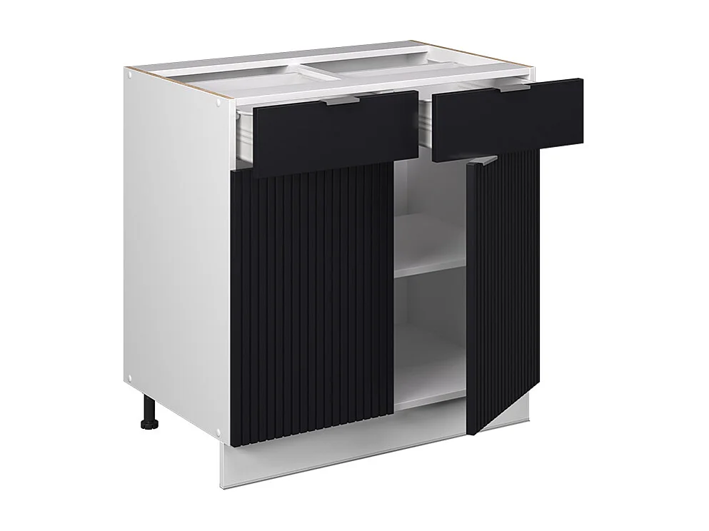 Meuble cuisine noir rayé 80x51.6x82 fame-line