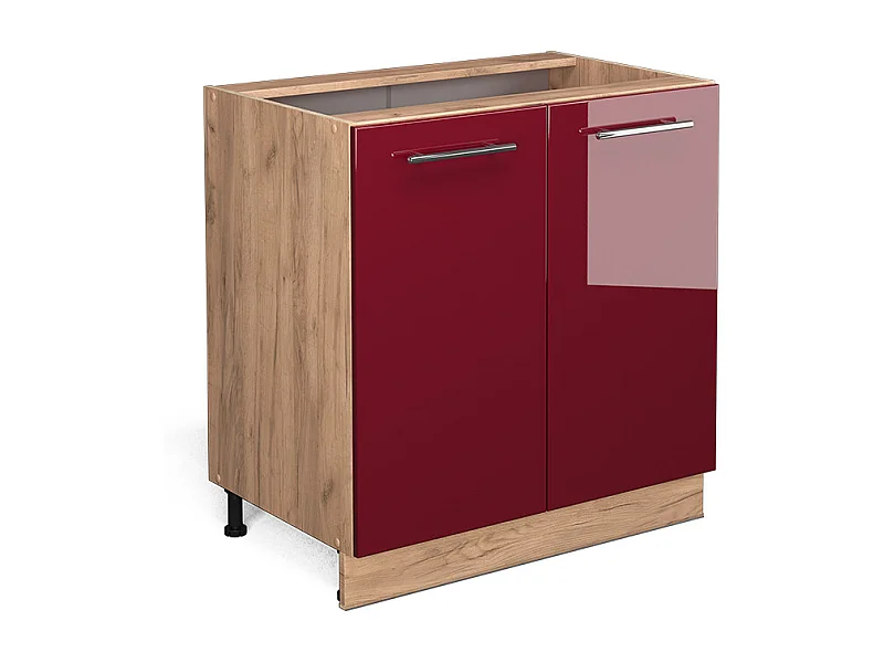 Mueble bajo de cocina rojo burdeos alto brillo 80x51.6x82 fame-line
