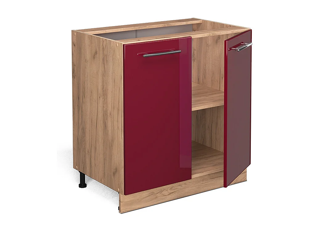 Mueble bajo de cocina rojo burdeos alto brillo 80x51.6x82 fame-line