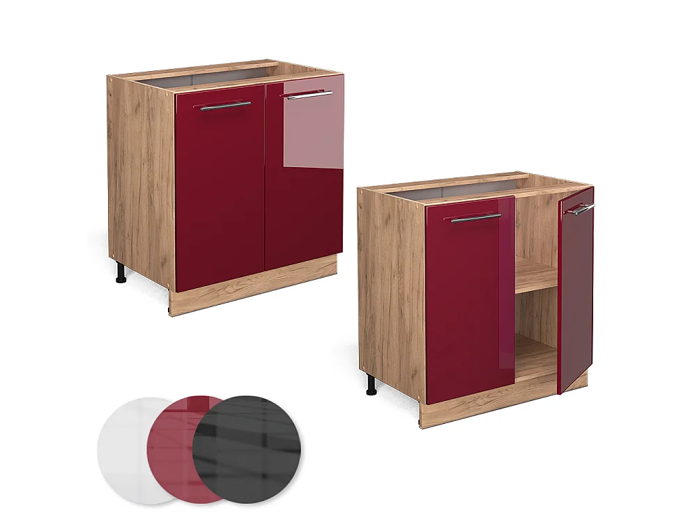 Keukenonderkast bordeauxrode hoogglans 80x51.6x82 fame-line