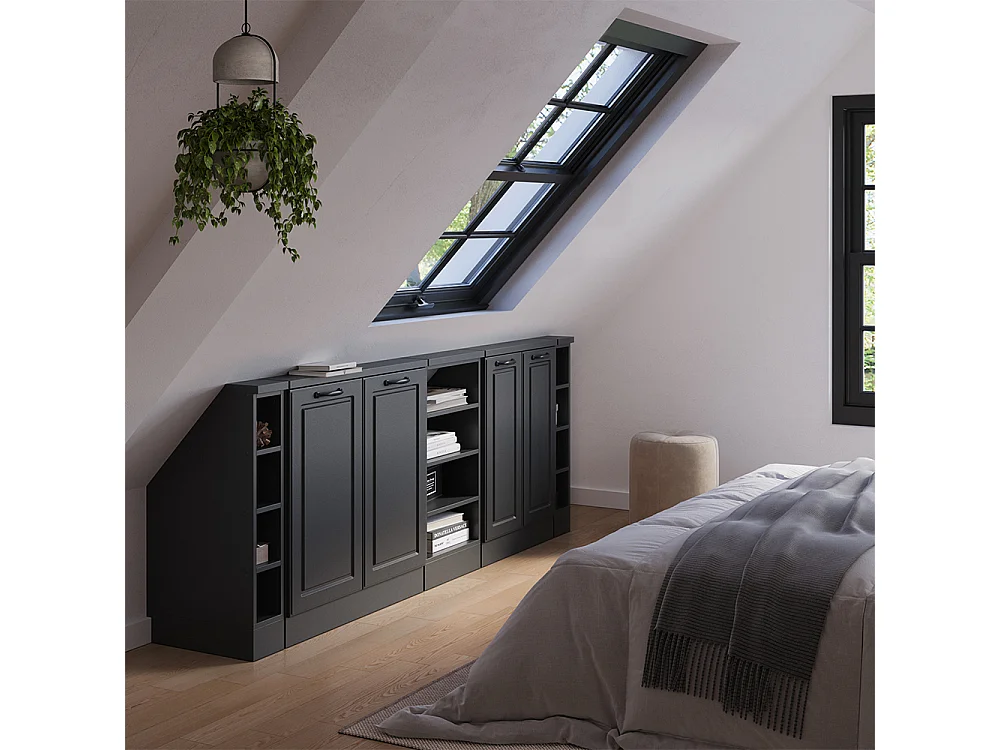 Meuble sous pente anthracite campagne 210x46x81.6 r-line